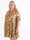 Milano Gold Flower Midi - Plus size kjole med guld blade og lag på lag look