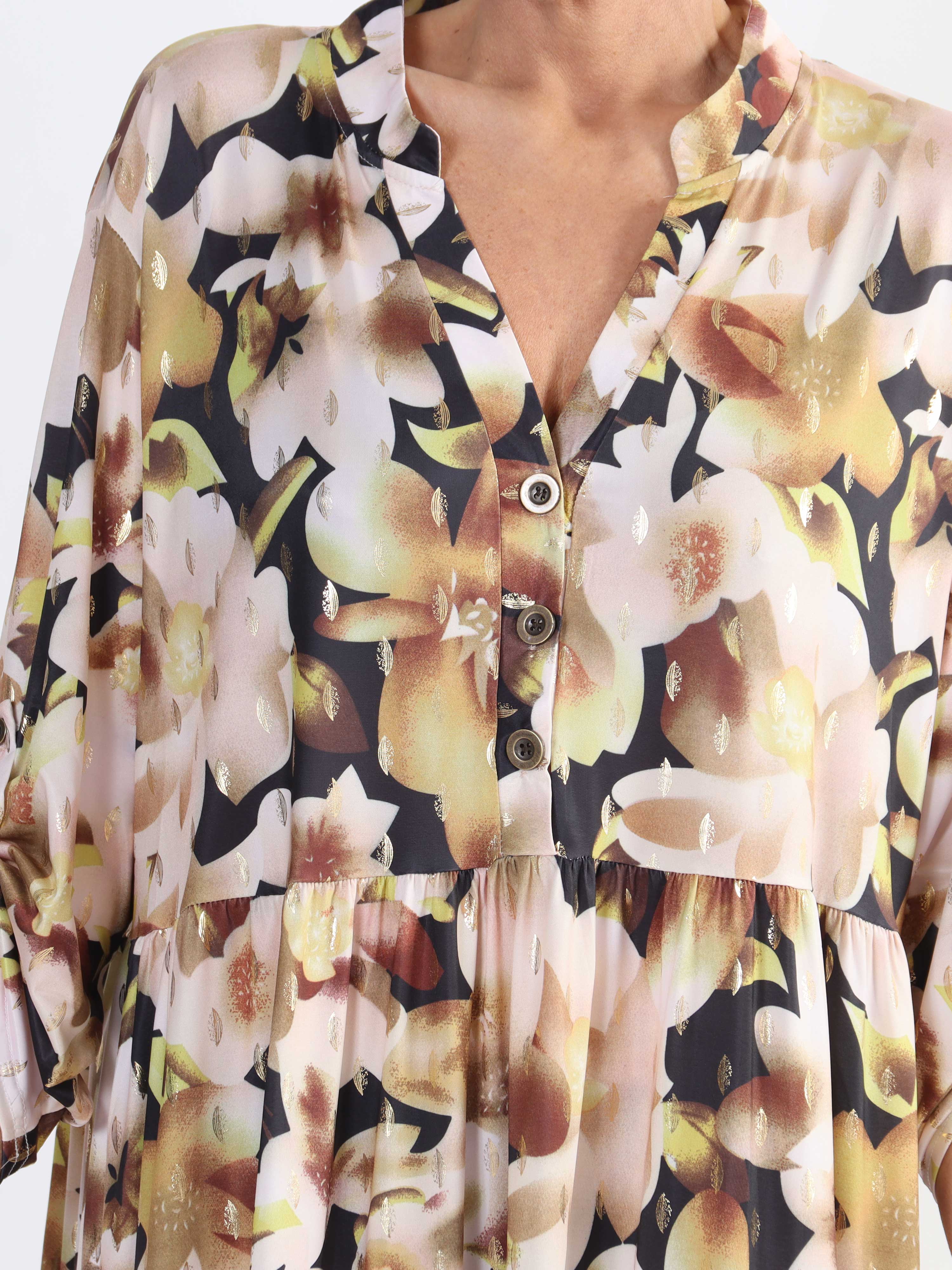 Milano Flower Midi - Plus size kjole med blomsterprint og lag på lag look