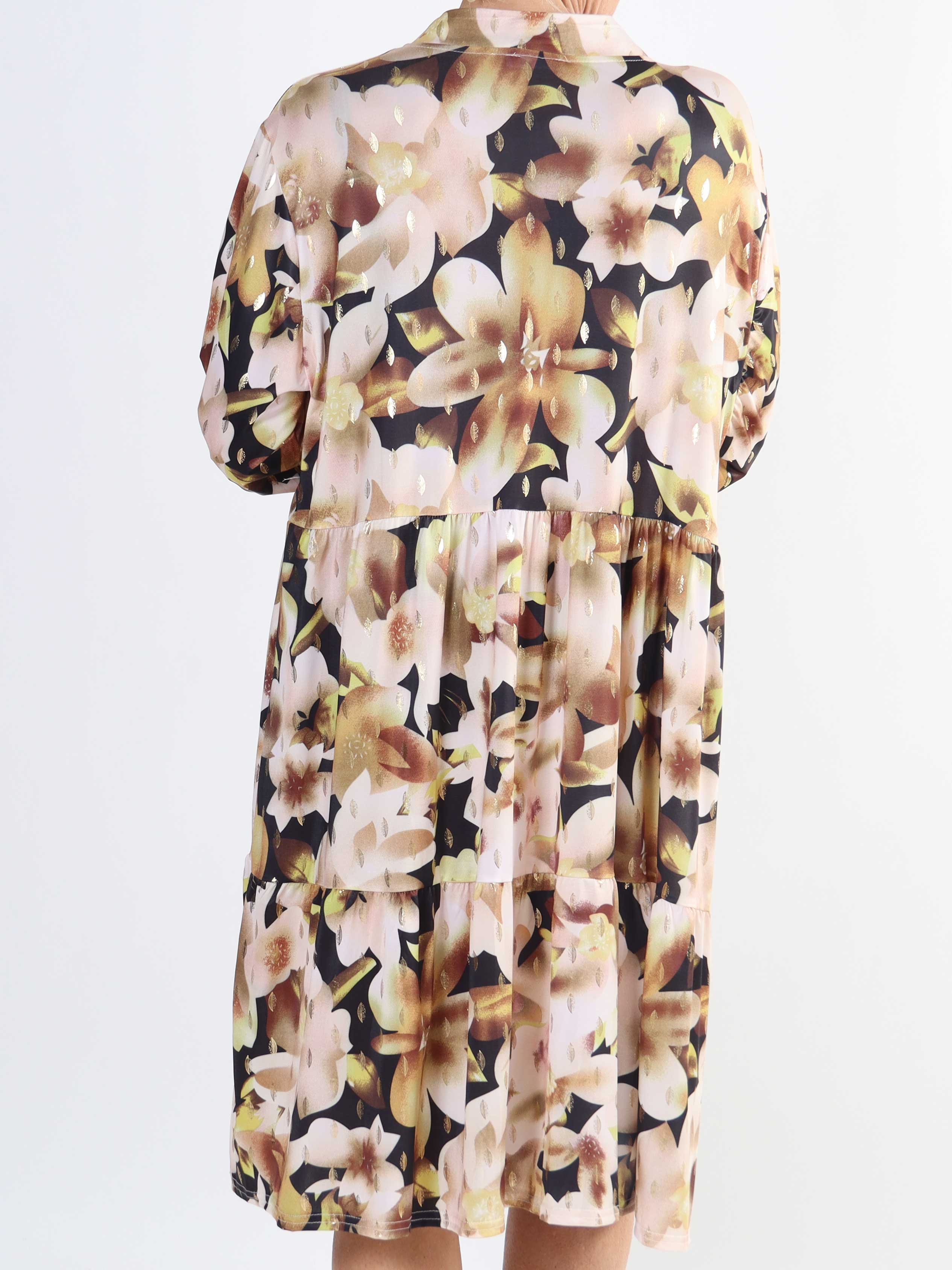 Milano Flower Midi - Plus size kjole med blomsterprint og lag på lag look