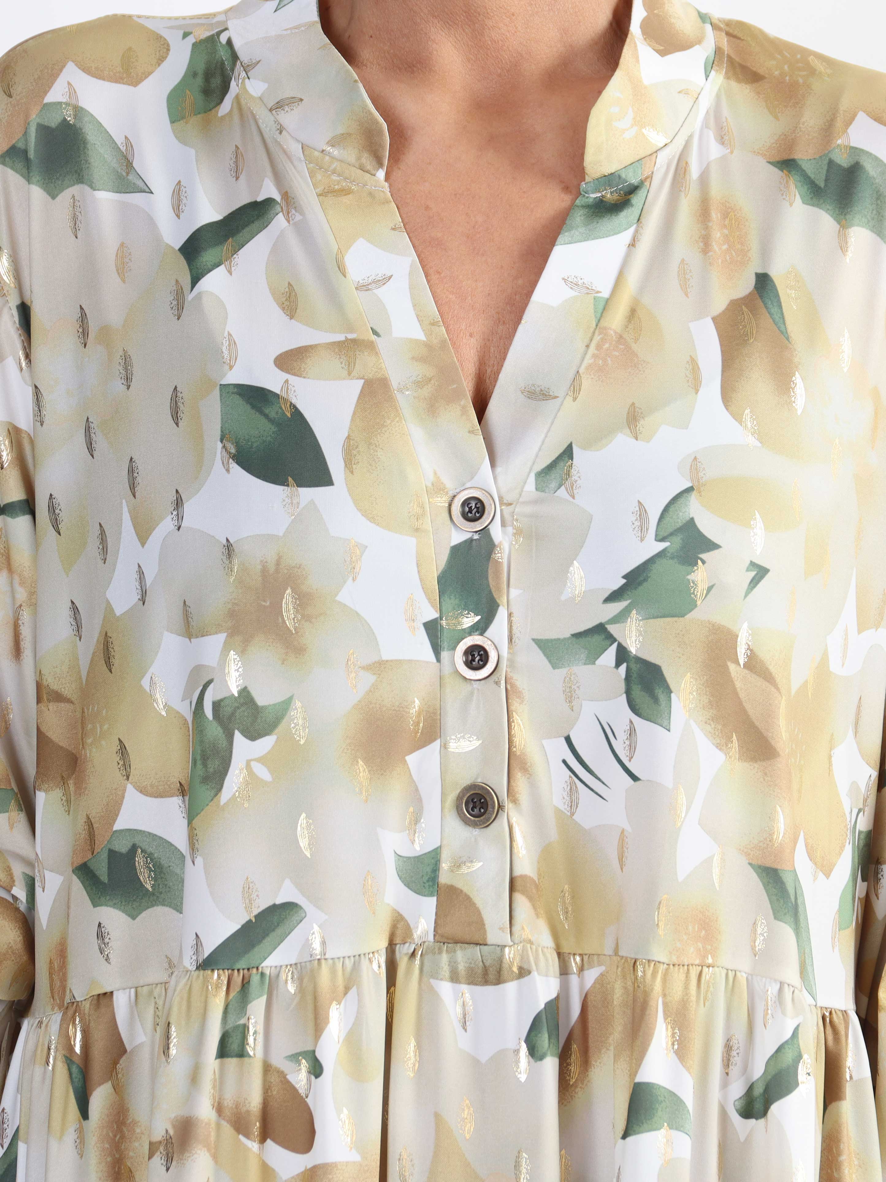 Milano Flower Midi - Plus size kjole med blomsterprint og lag på lag look