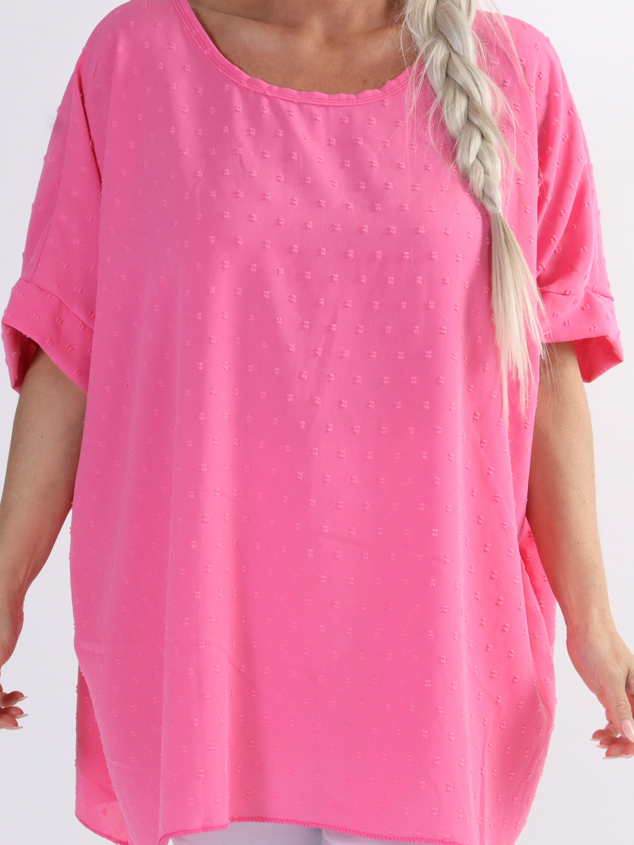 Mileah - Sød plus size bluse med prikket detaljer