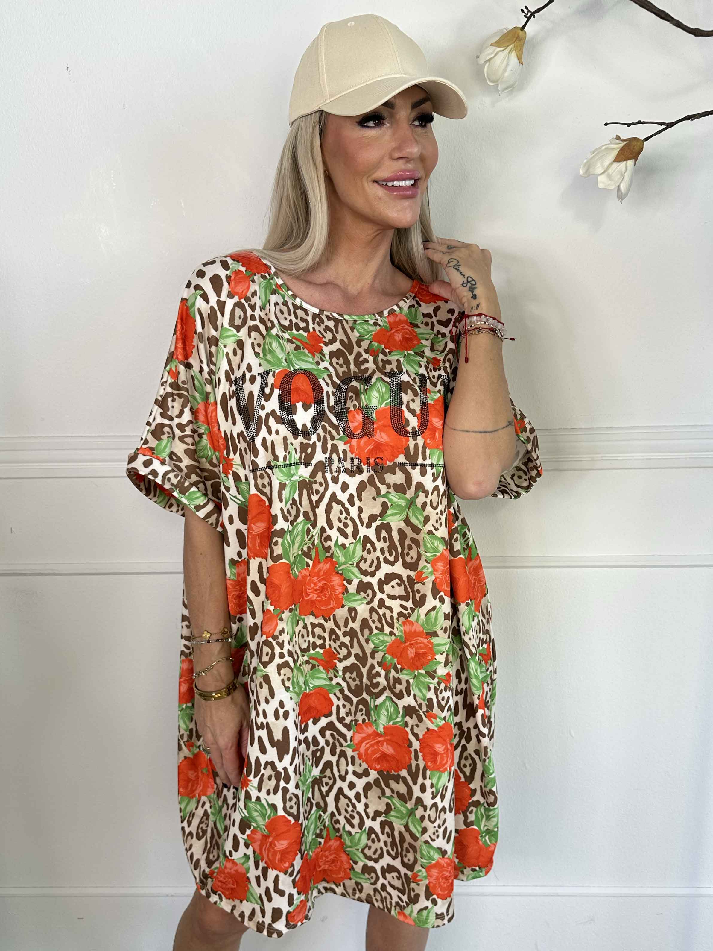 Mintu Leo Dress - Blød t-shirtkjole i bomuld med leopardprint