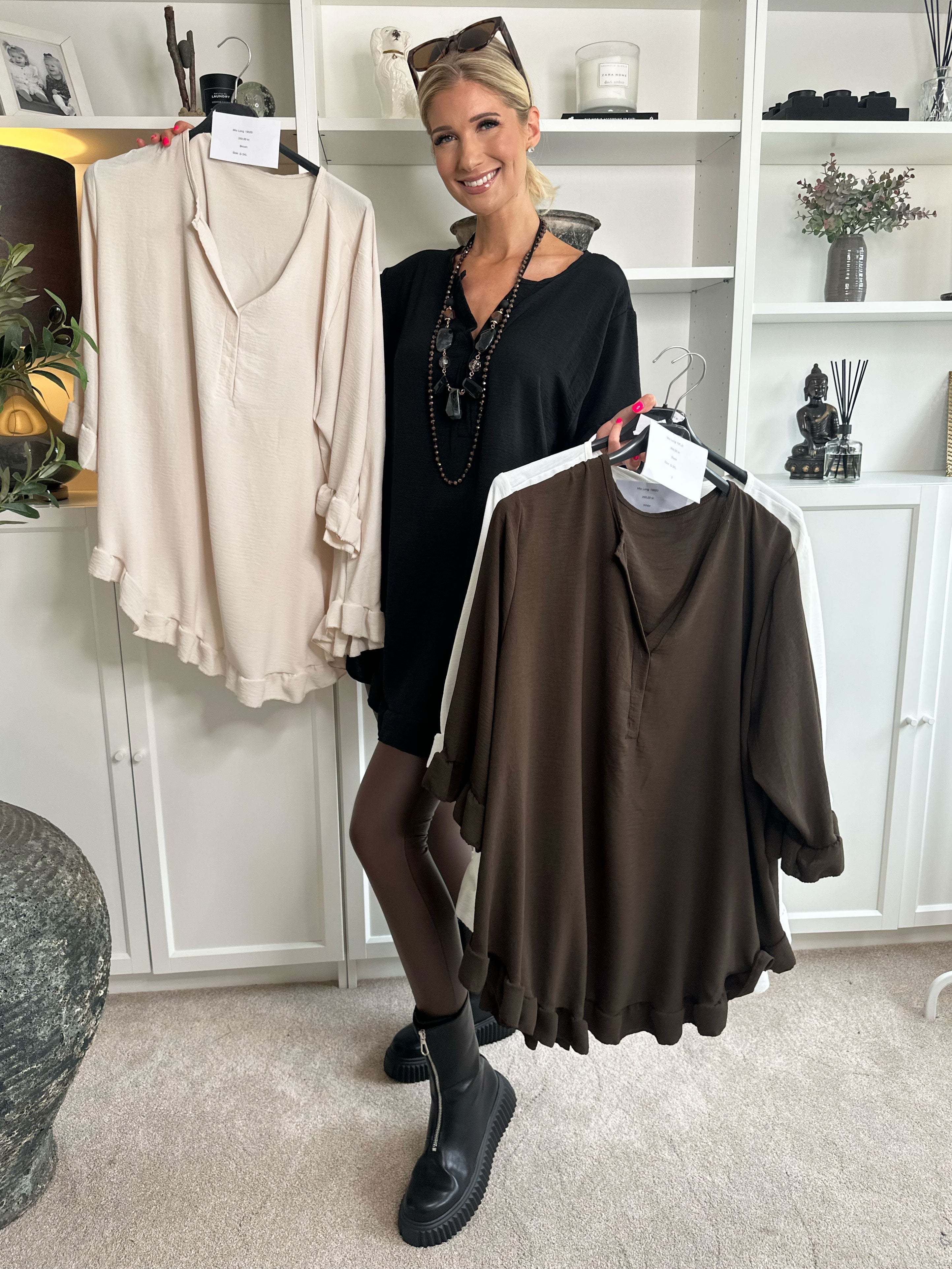 Mio Long - Sød tunika med flæsekanter