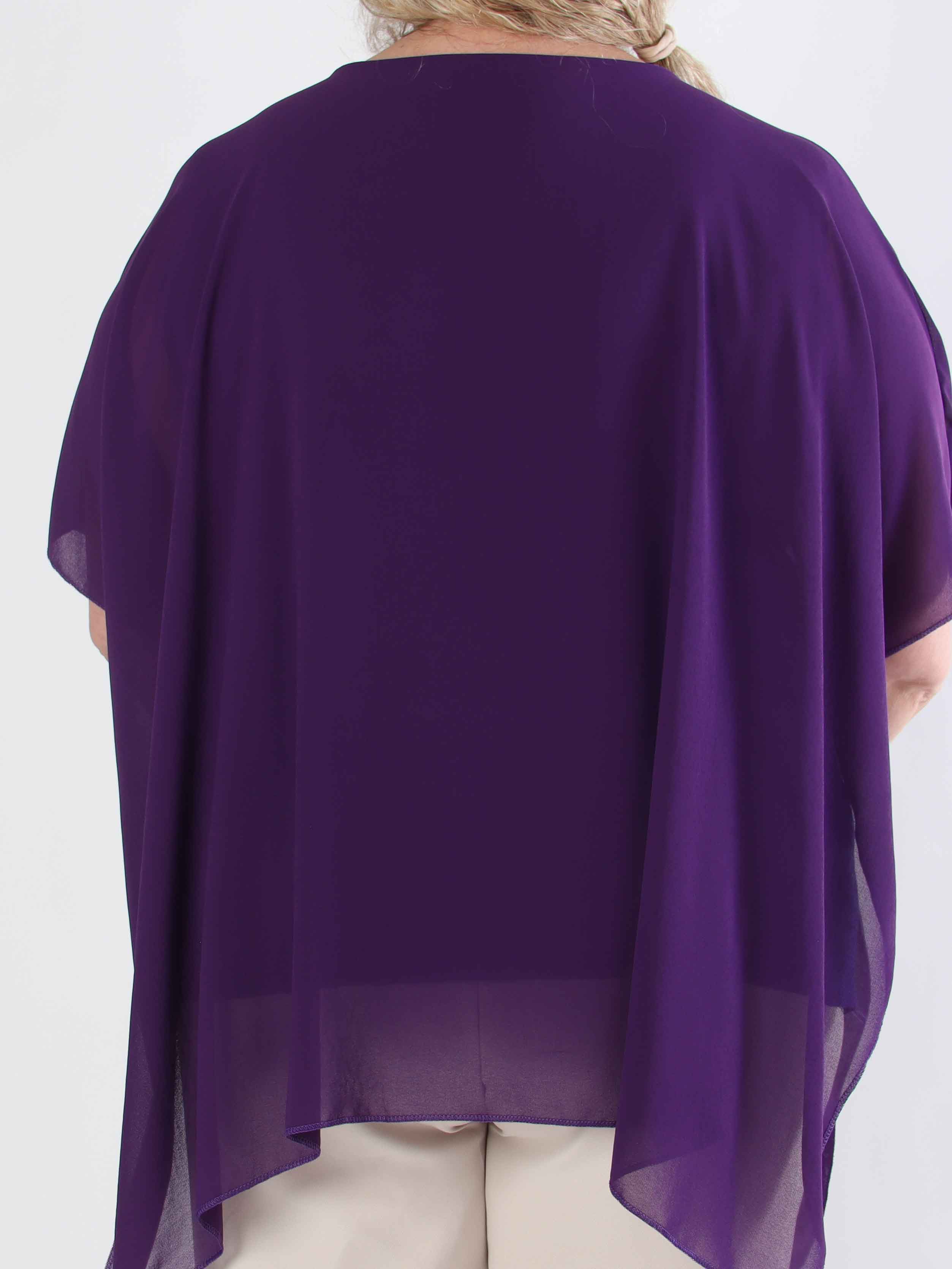 Mirabella Plain Shirt - Sød plus size tunika med løst chiffonlag