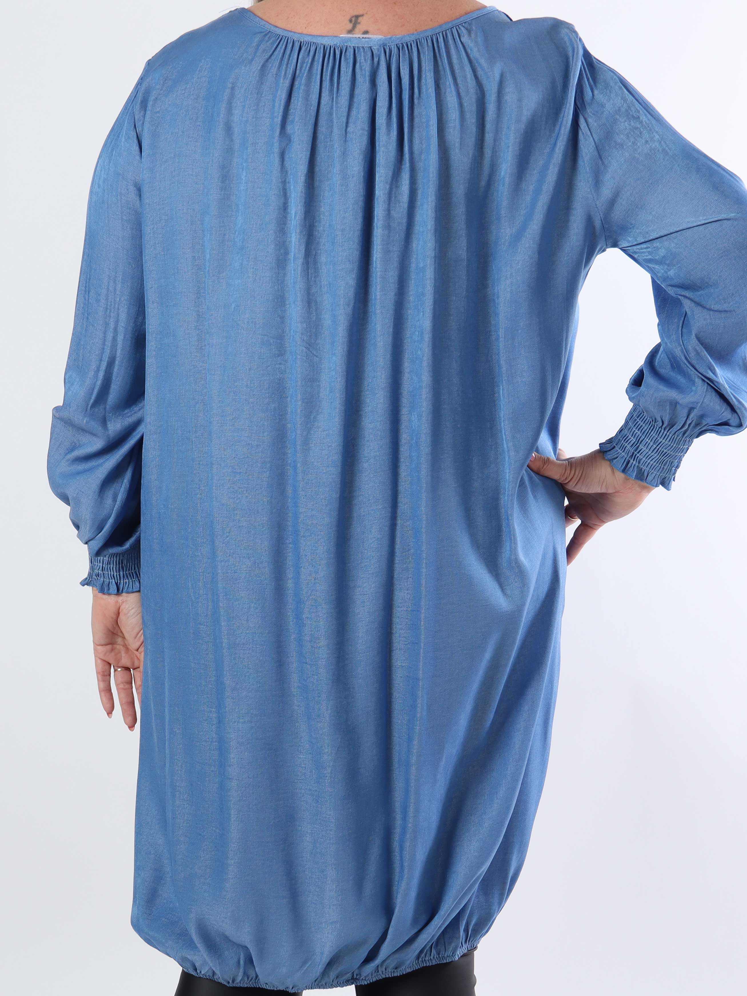 Miracle Denim Dress L/S - Plus size jole med elastikkant forneden