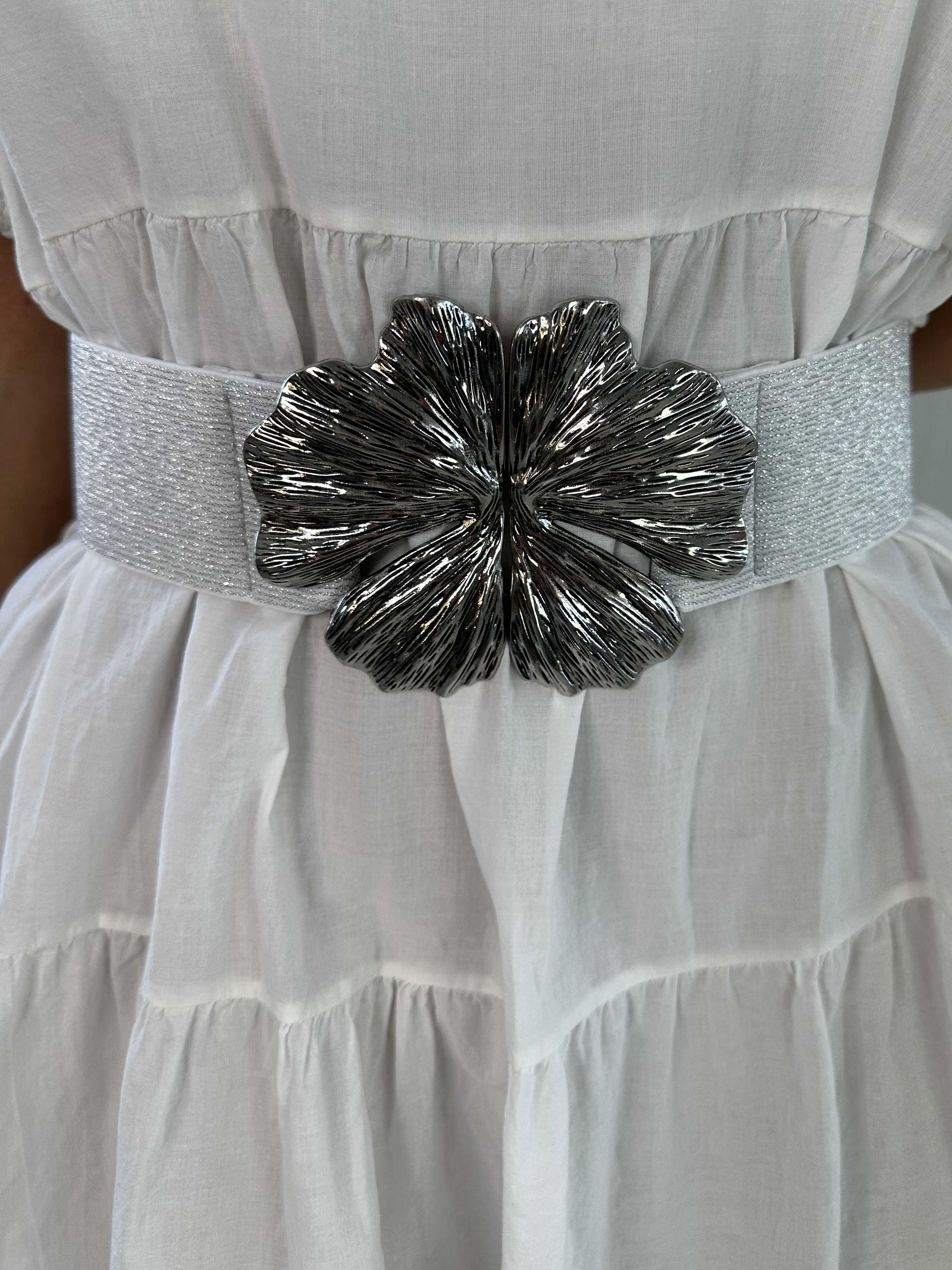 Nabila - Elastisk taljebælte med stort blomsterspænde