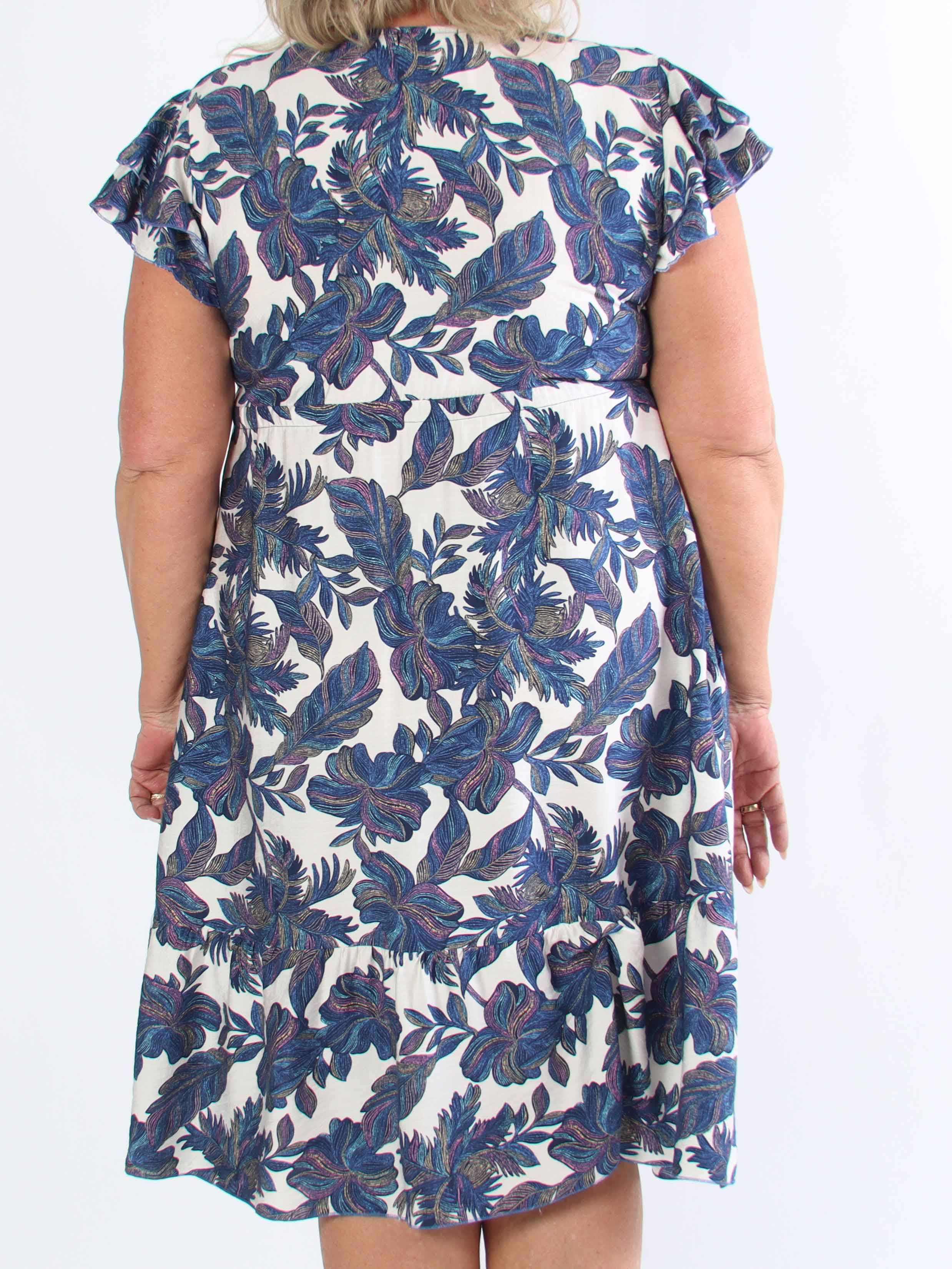 Nala - Plus size kjole i viskose med bindebånd under brystet