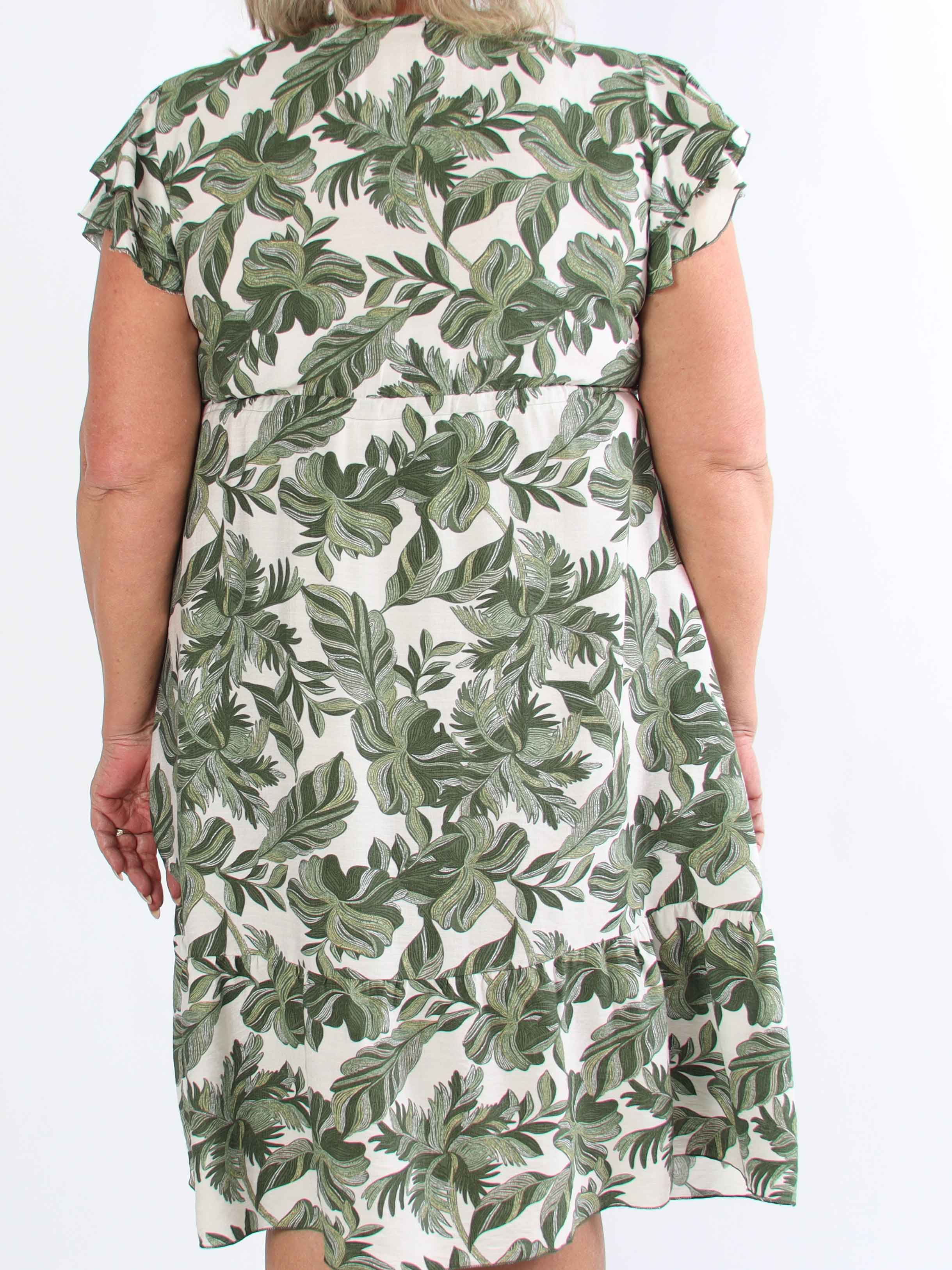 Nala - Plus size kjole i viskose med bindebånd under brystet