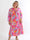 Nannie Retro - Lang plisseret plus size kjole i flerfarvet mønster