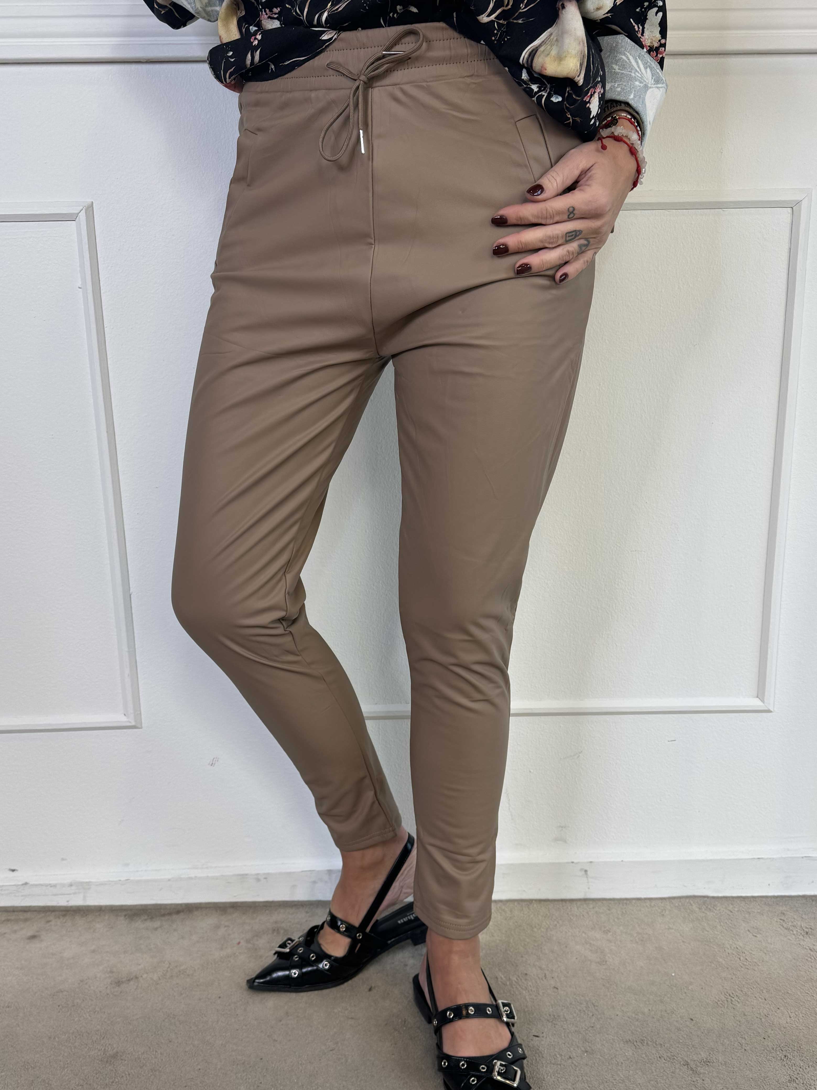 Niddi - Løse bukser i læderlook