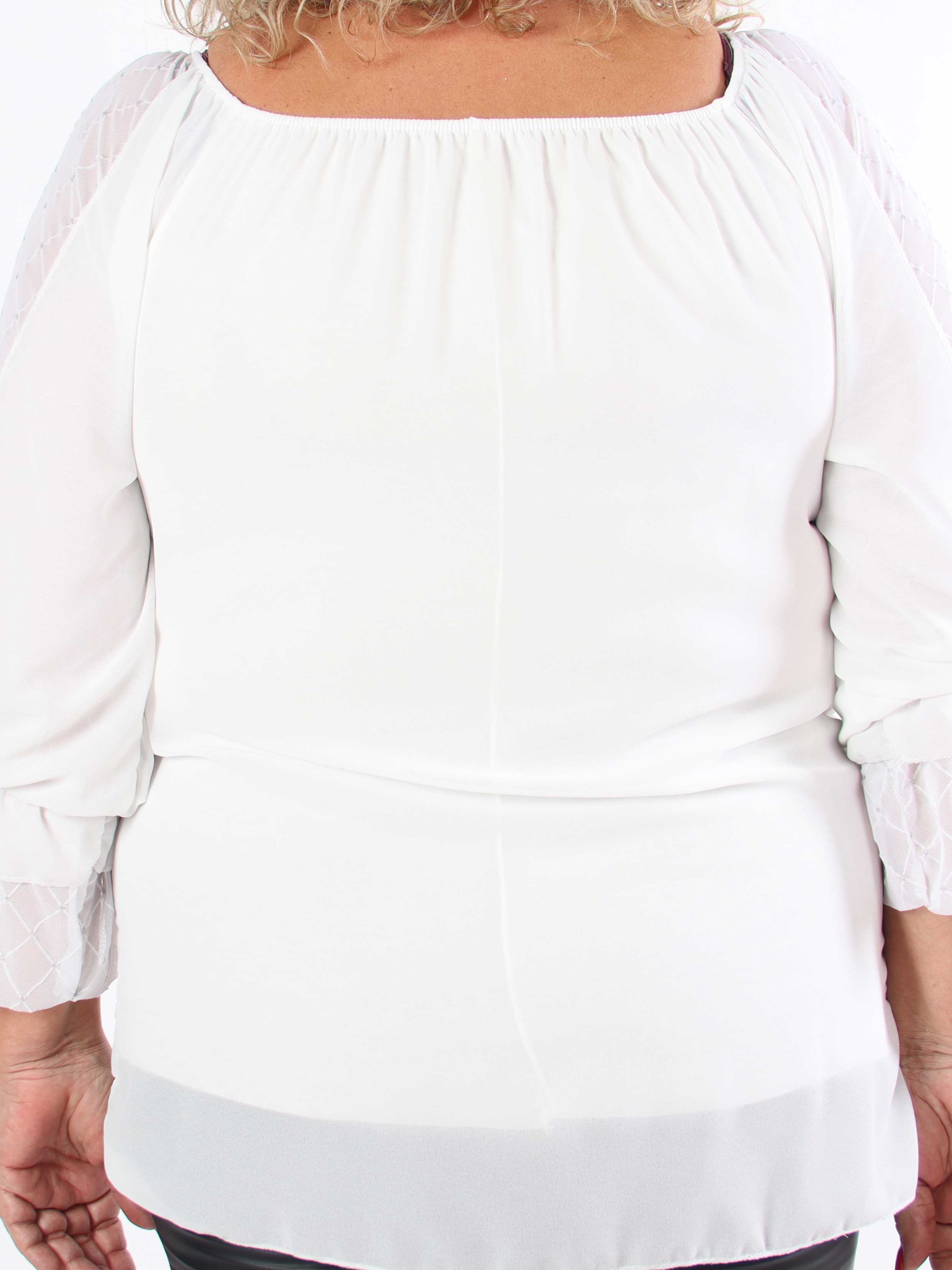 Ninell - Plus size chiffontunika med flotte ærmer