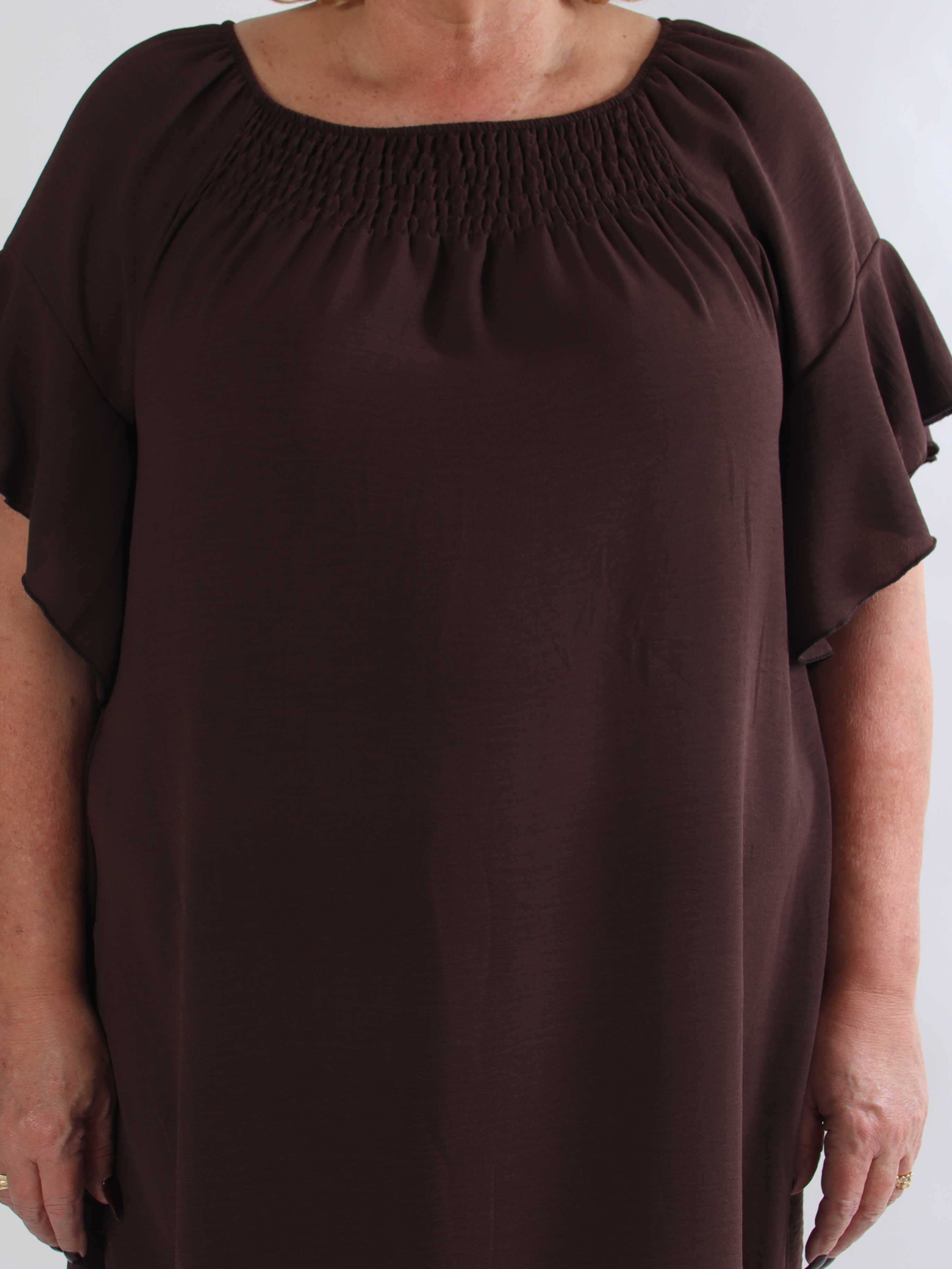 Octavia - Løs plus size tunikakjole med elastikkant i udskæringen