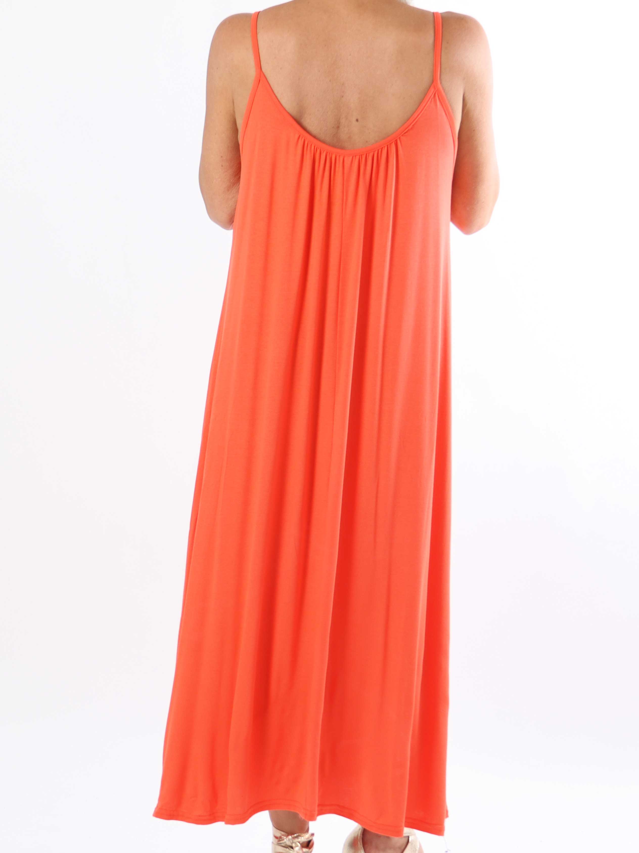 Olivia - Lang plus size stropkjole i viskose