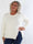Ondine - Elegant plus size strikbluse med fine hvide perler og lille slids