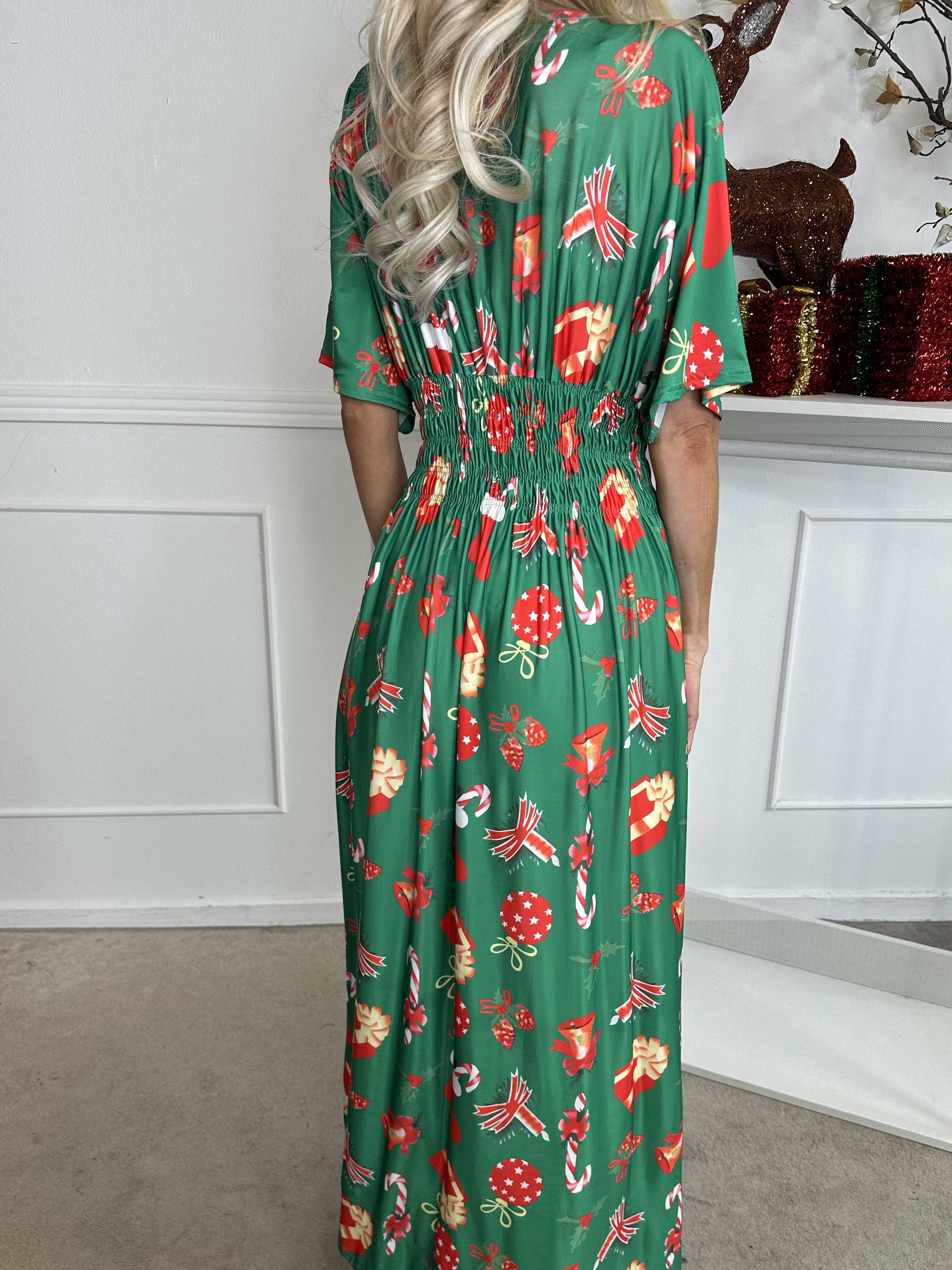 Pams Holiday - Lang elastisk kjole med julemotiver