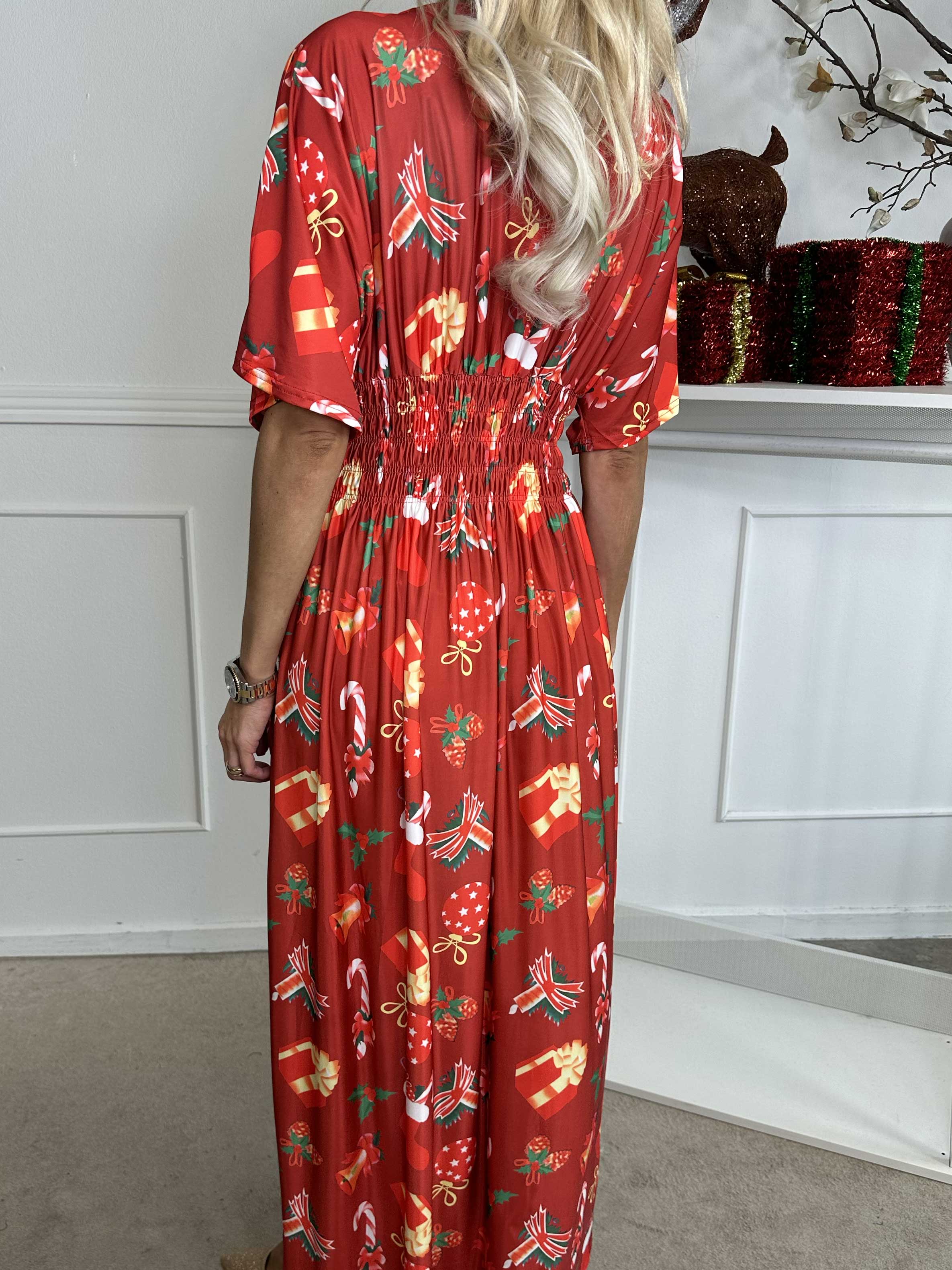 Pams Holiday - Lang elastisk kjole med julemotiver