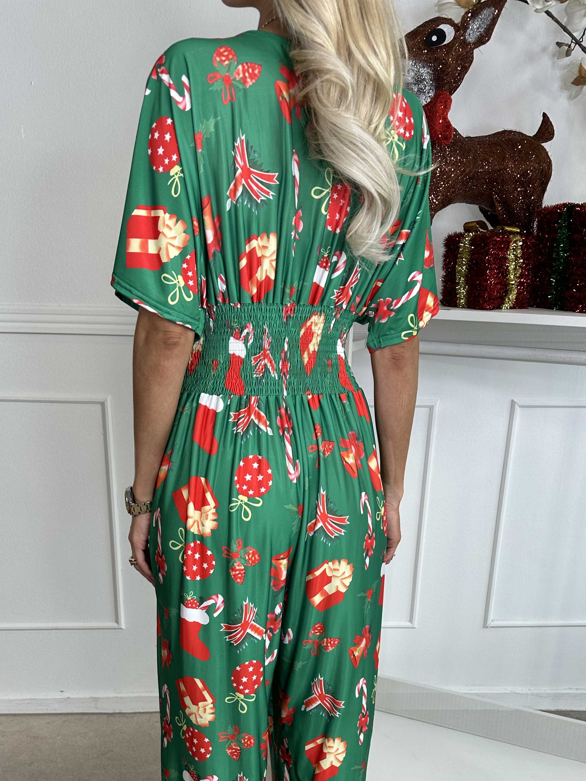 Pams Holiday Jumpsuit - Elastisk buksedragt med julemotiver
