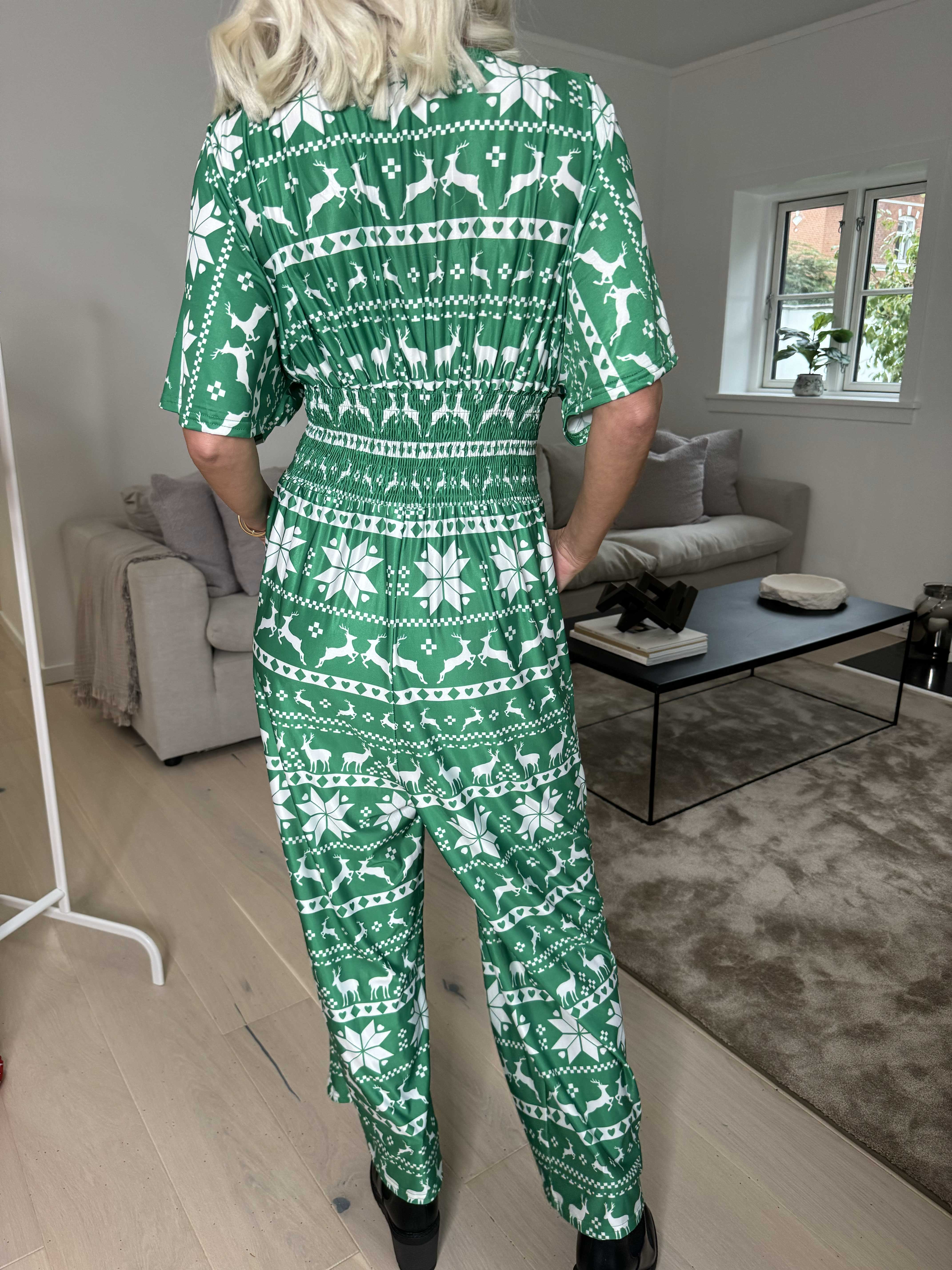 Pams Snow Jumpsuit - Elastisk buksedragt med juleprint