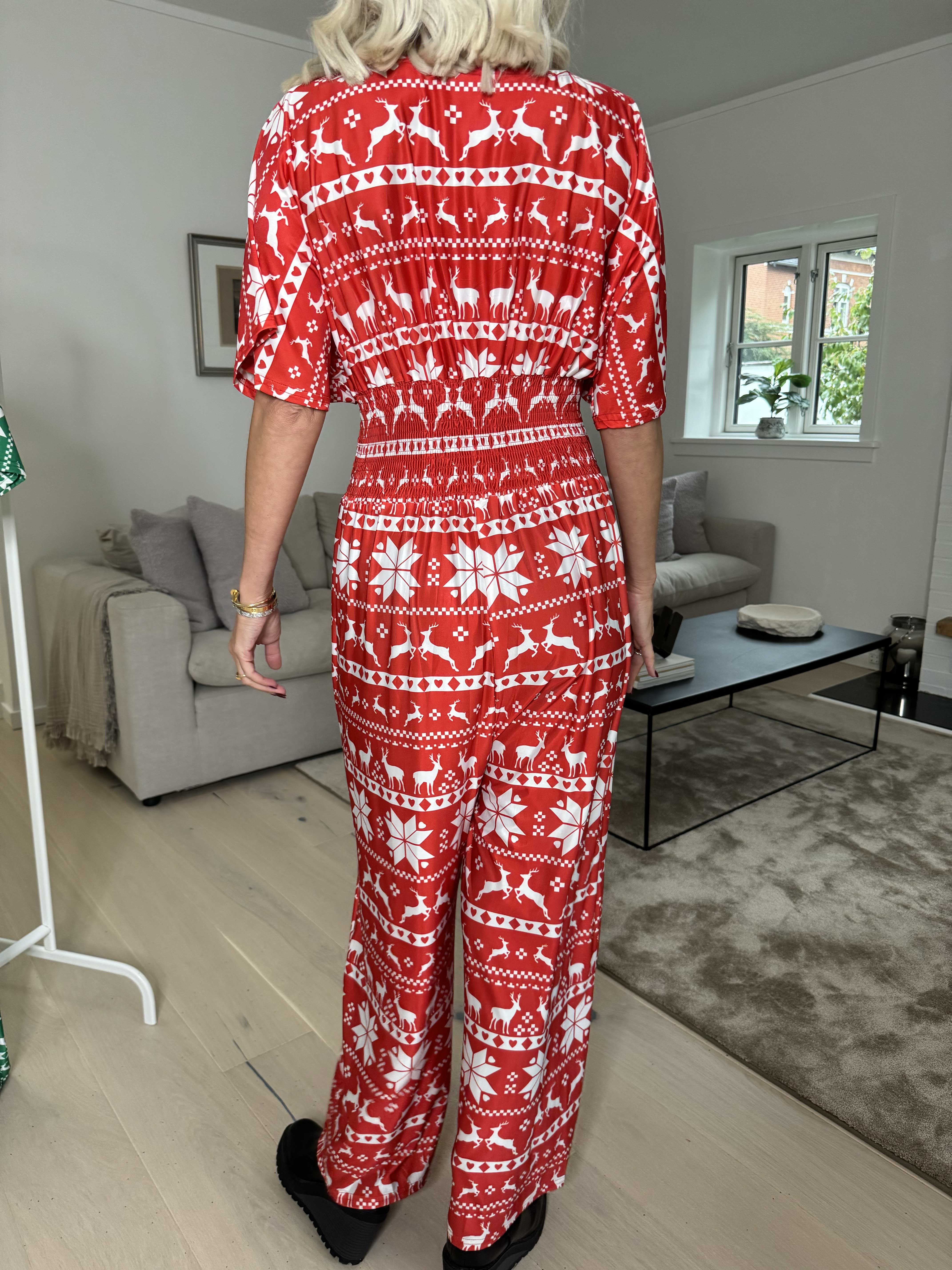 Pams Snow Jumpsuit - Elastisk buksedragt med juleprint