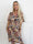 Pams Bloomfall Short - Elastisk kjole med blomstermotiver og guld dutter