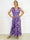 Pams Butterfly Sleeveless - Lang elastisk kjole med sommerfugleprint og gulddetaljer