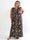 Pams Butterfly Sleeveless - Lang plus size kjole med sommerfugleprint og gulddetaljer
