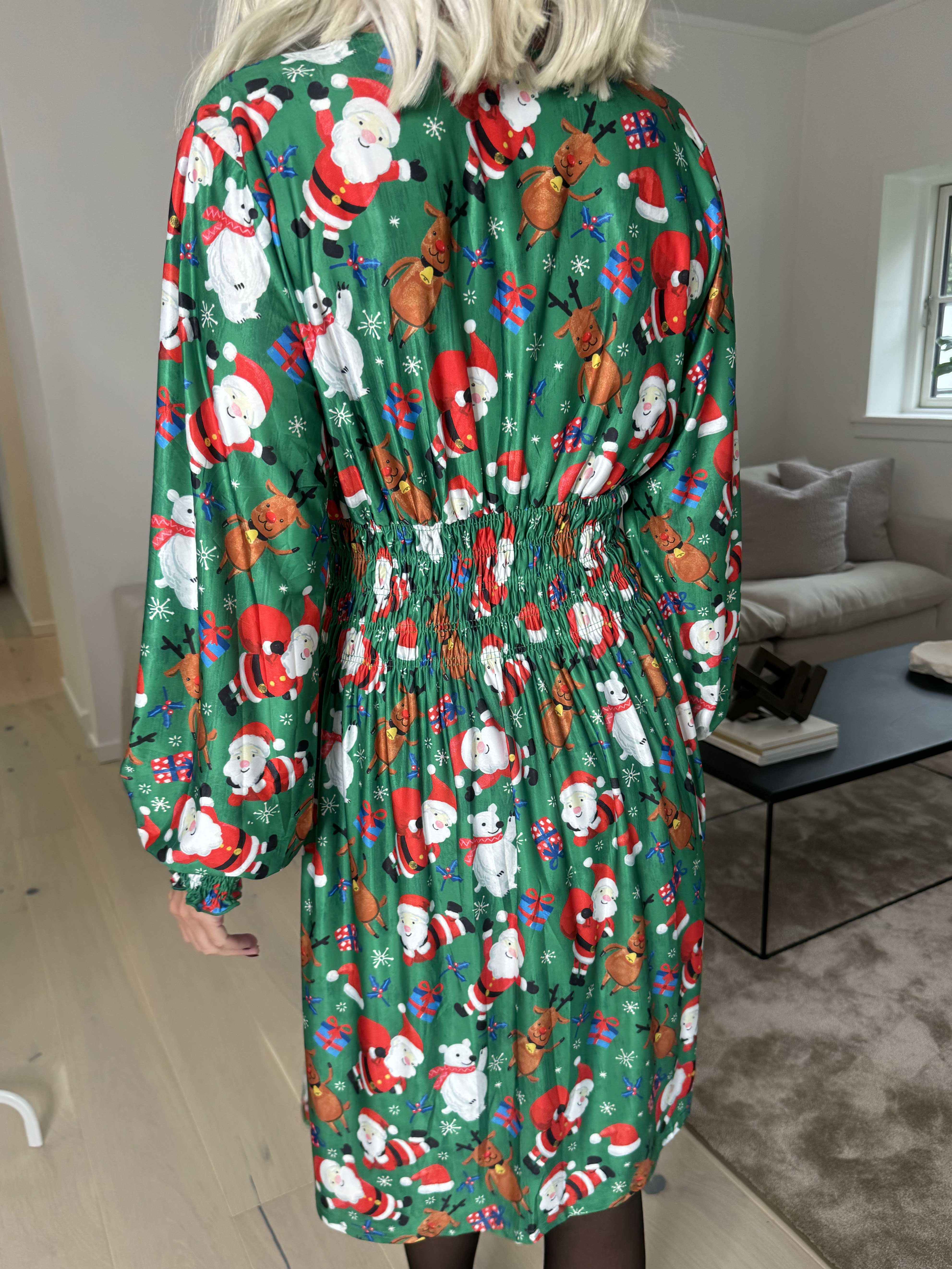 Pams Christmas Short L/S - Elastisk kjole med juleprint