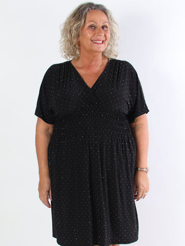 Pams Crystal Short - Kort elastisk plus size kjole med similisten