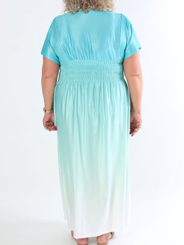 Pams Fade - Lang flerfarvet elastisk plus size kjole