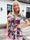 Pams Flower Shirt - Elastisk bluse med fine blomster og guld detaljer
