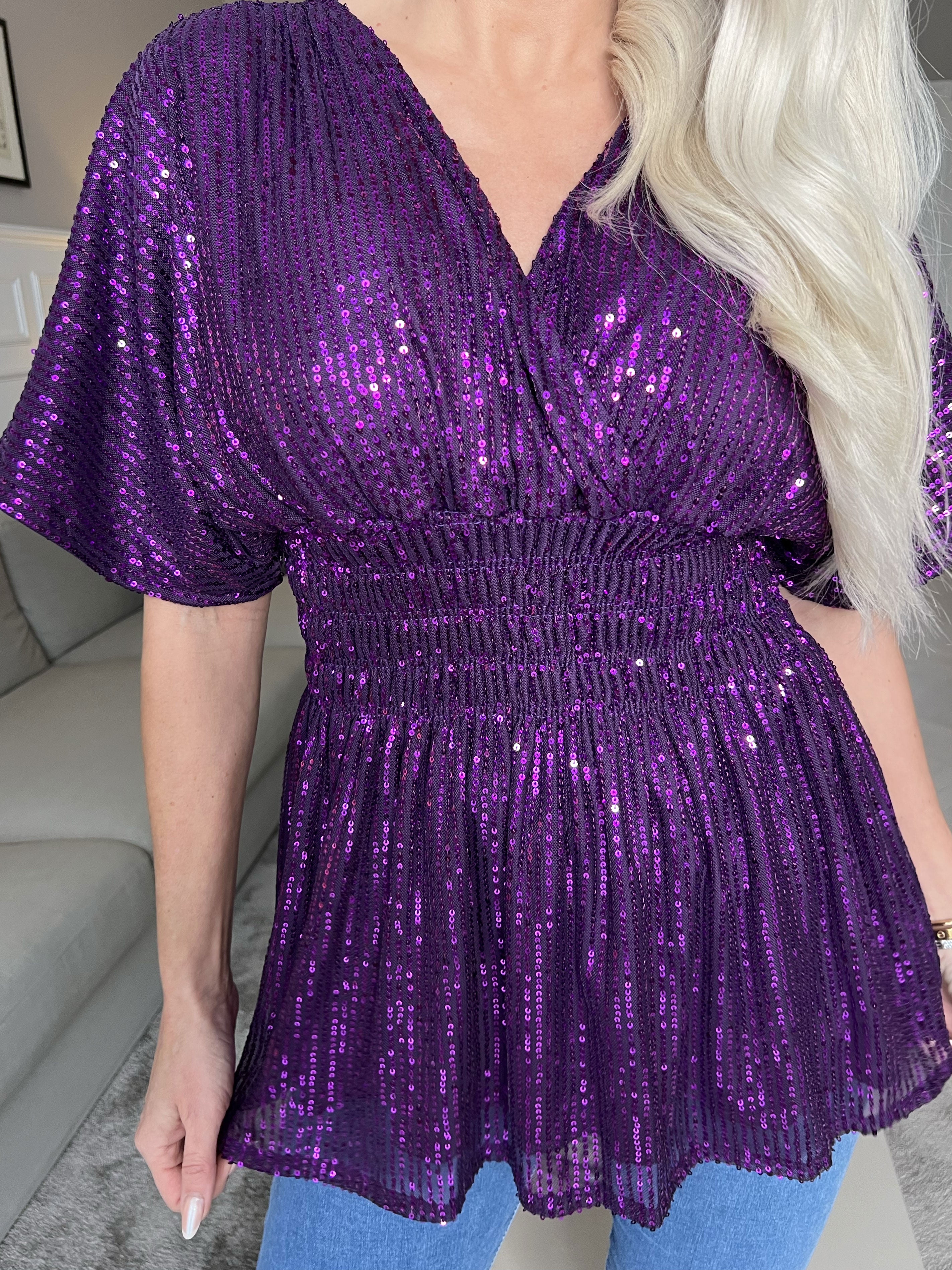 Pams Glitter Shirt - Sød tunika med smock og pailletter