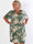 Pams New Leaf Short - Plus size kjole med farvet blomsterprint og guld detaljer