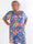 Pams New Leaf Short - Plus size kjole med farvet blomsterprint og guld detaljer