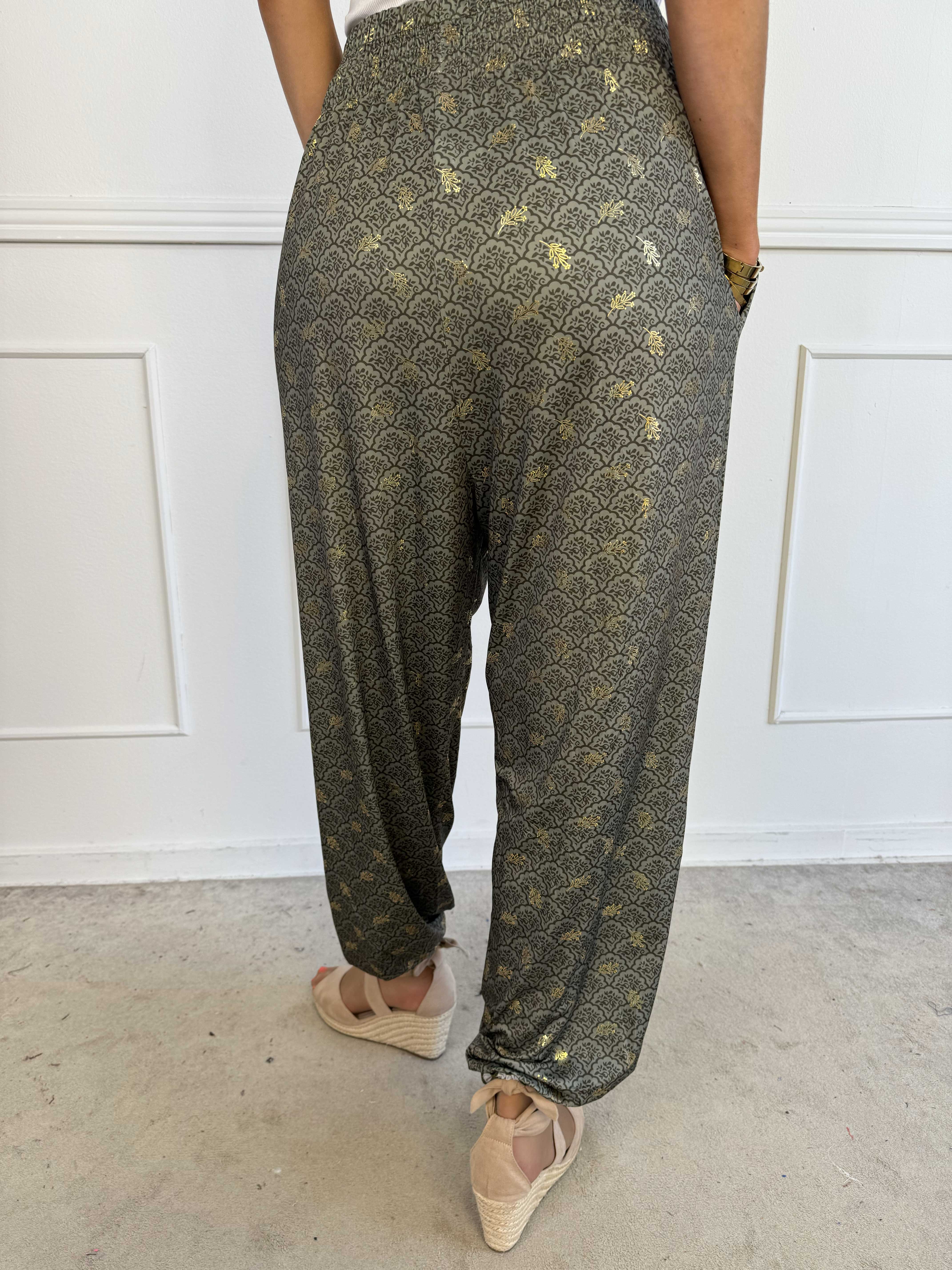 Pams Pattern Harem Pants - Elastiske bukser med smock i taljen