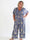 Pams Tribal Jumpsuit - Plus size mønstret buksedragt med små guld blomster