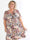 Pams Bloomfall Short - Elastisk plus size kjole med blomstermotiver og guld dutter