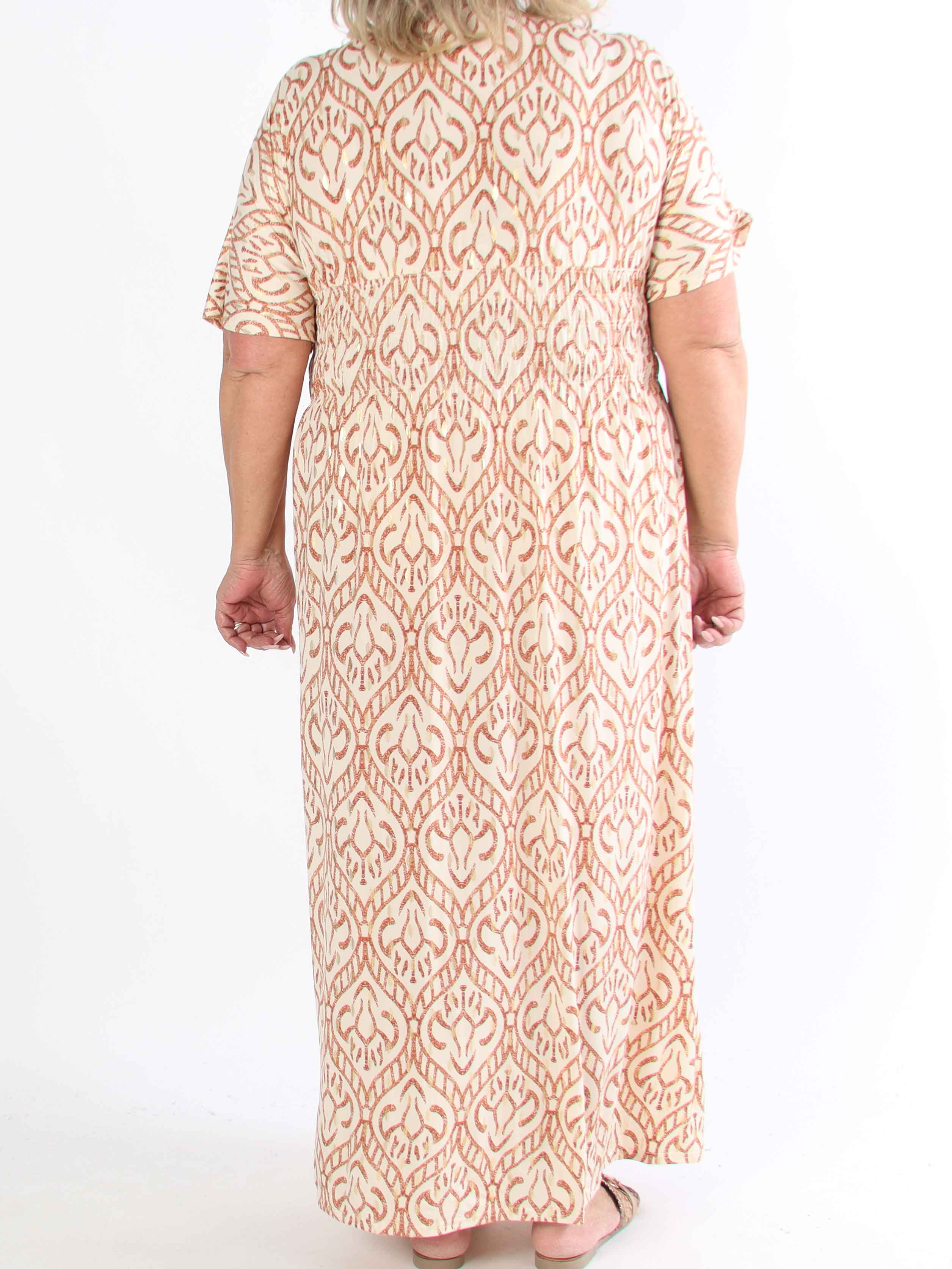 Pams Boho - Lang elastisk mønstret plus size kjole