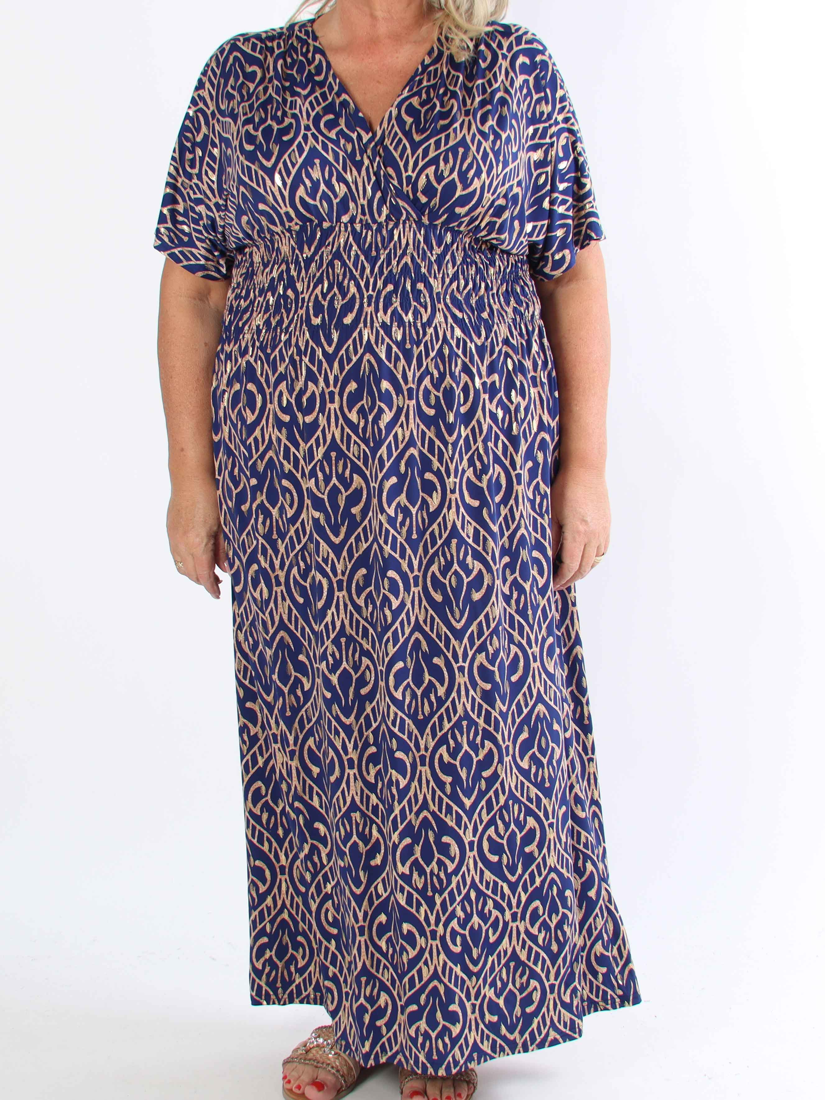 Pams Boho - Lang elastisk mønstret plus size kjole