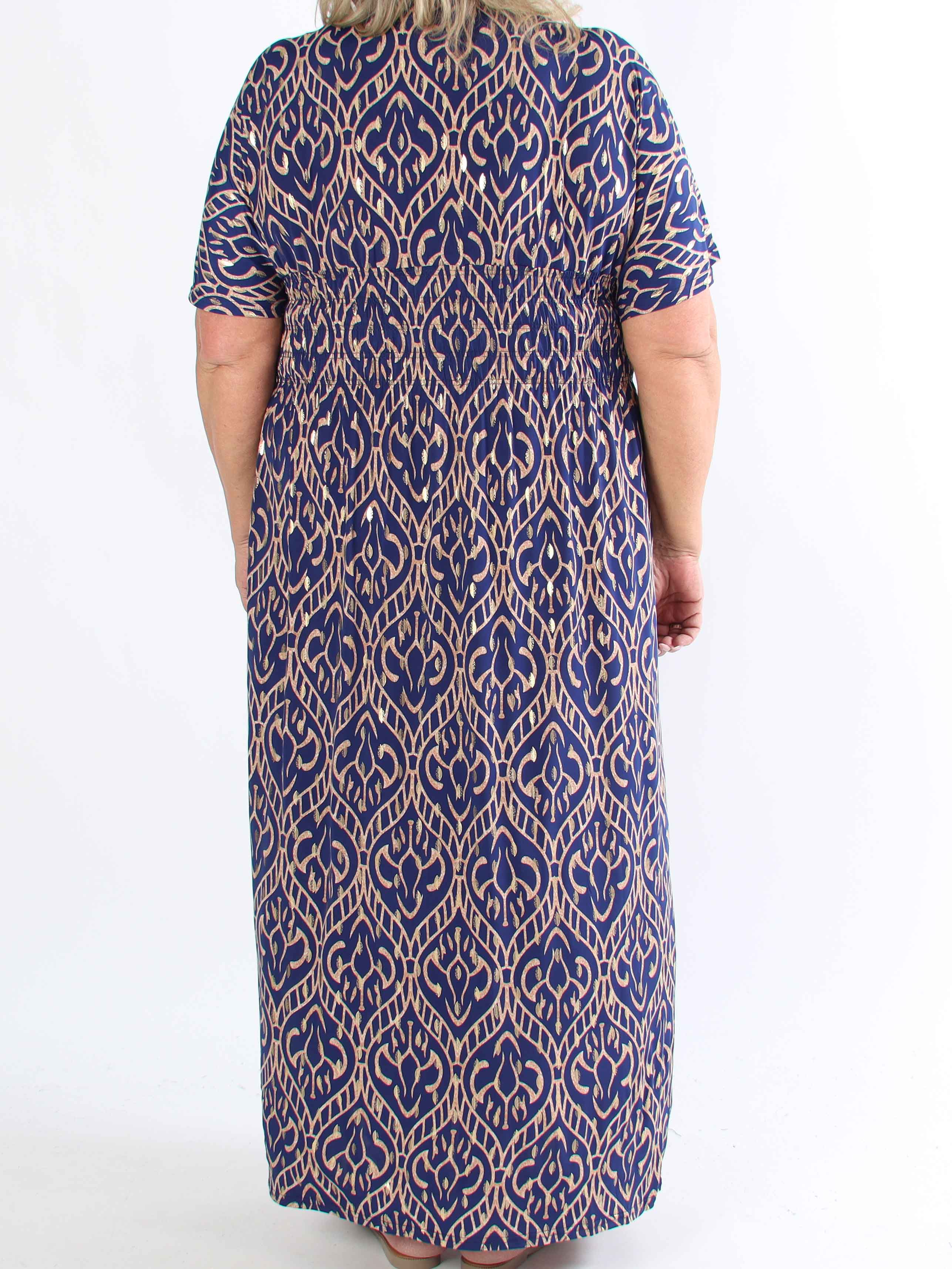 Pams Boho - Lang elastisk mønstret plus size kjole