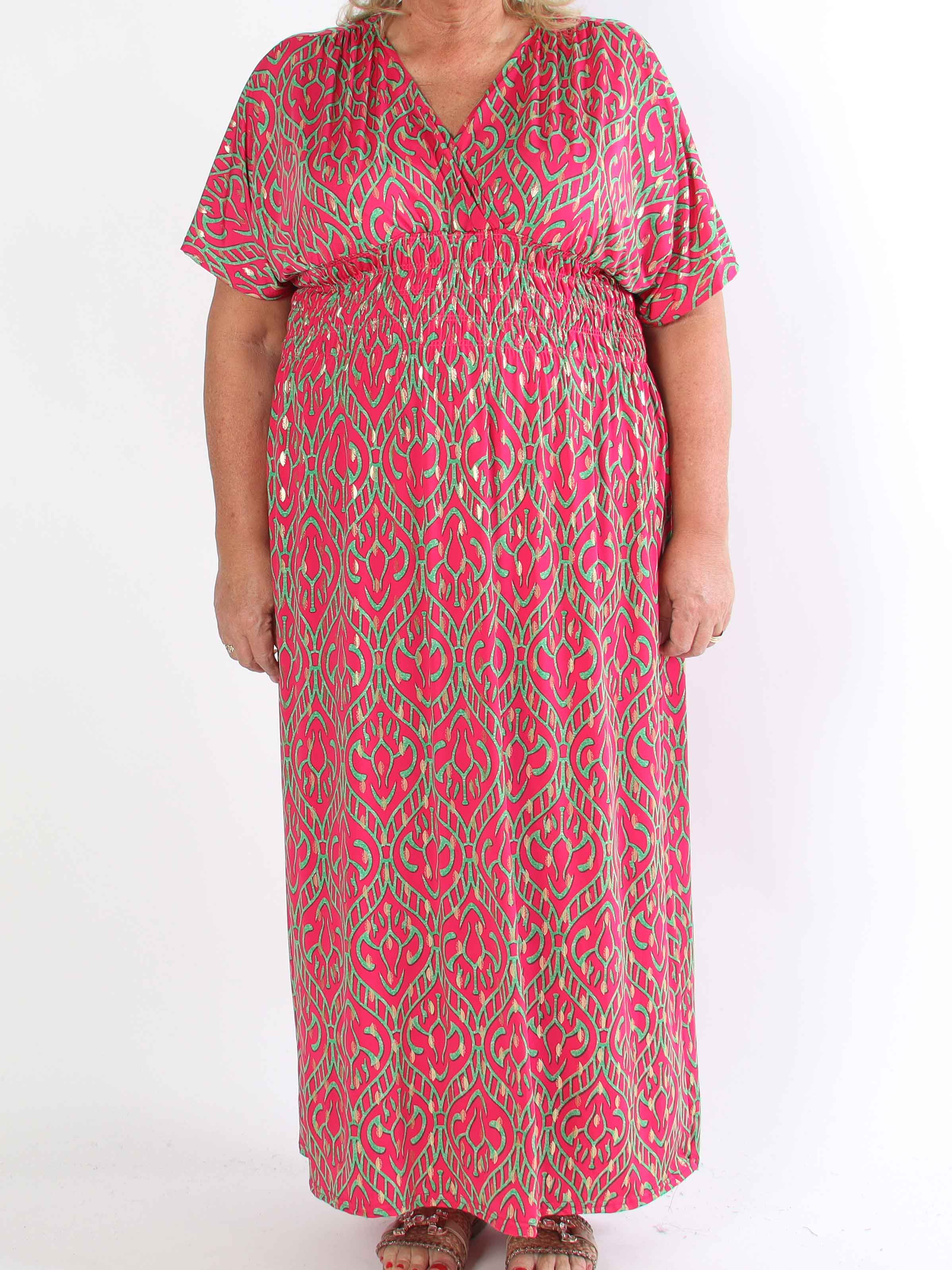 Pams Boho - Lang elastisk mønstret plus size kjole
