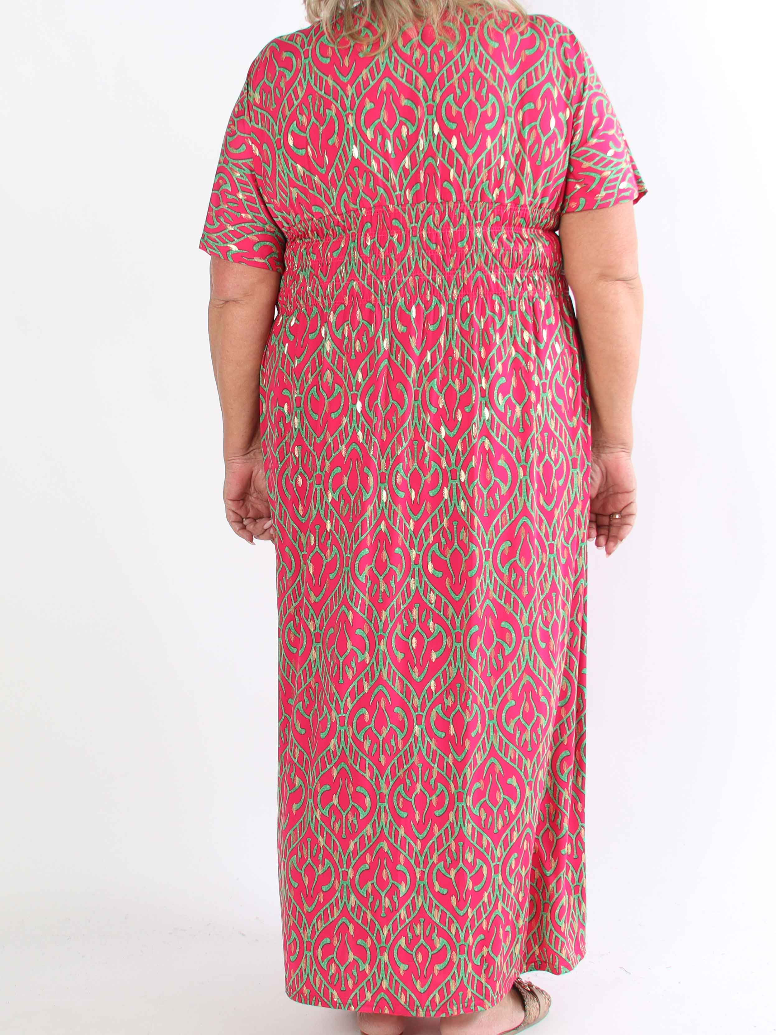 Pams Boho - Lang elastisk mønstret plus size kjole