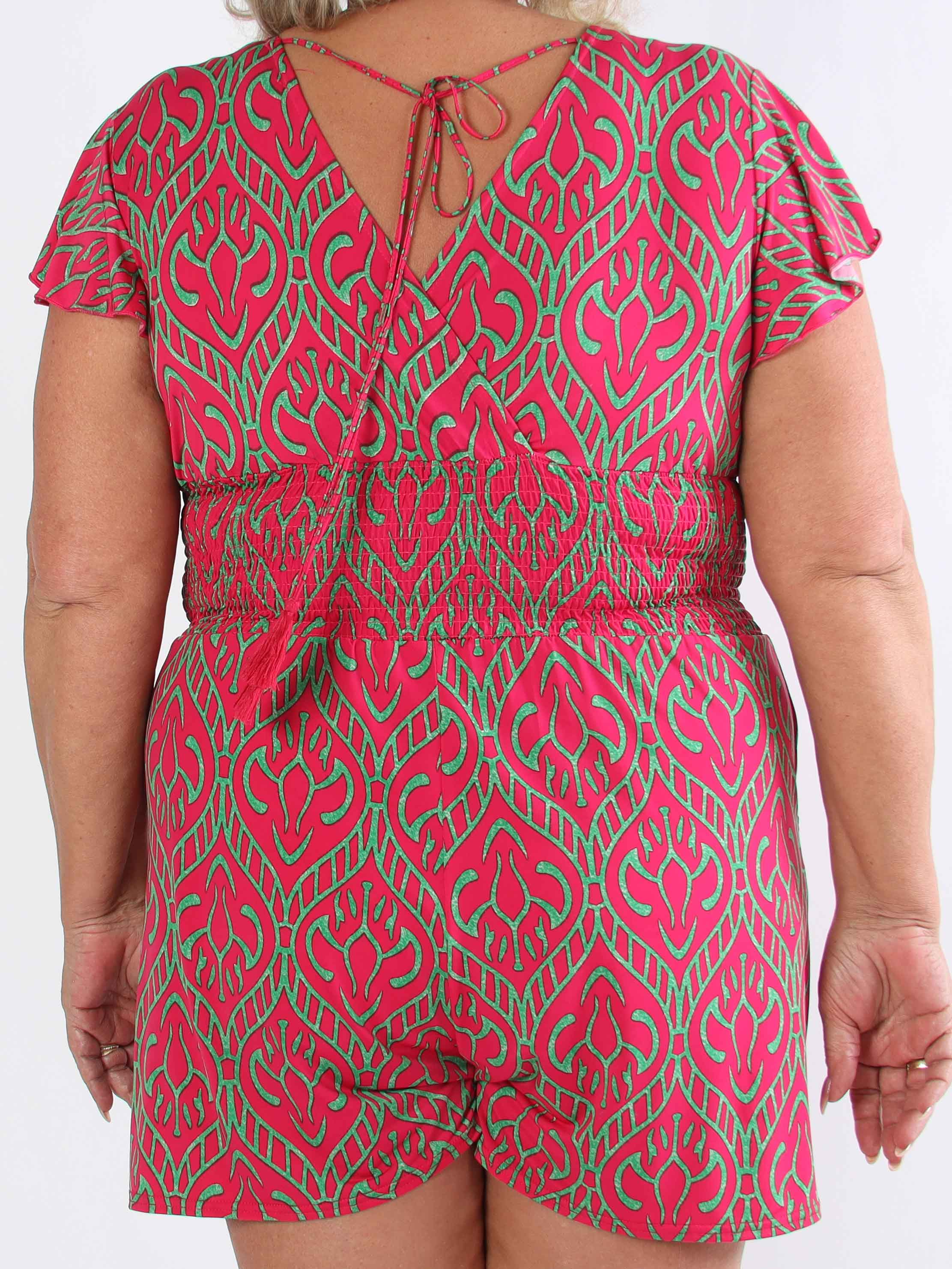 Pams Boho Playsuit - Elastisk plus size buksedragt med smock
