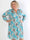 Pams Flora Short L/S - Plus size kjole i krølfrit stof med lange ærmer