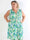 Pams Flourish Short - Elastisk blomstret plus size kjole med guld detaljer