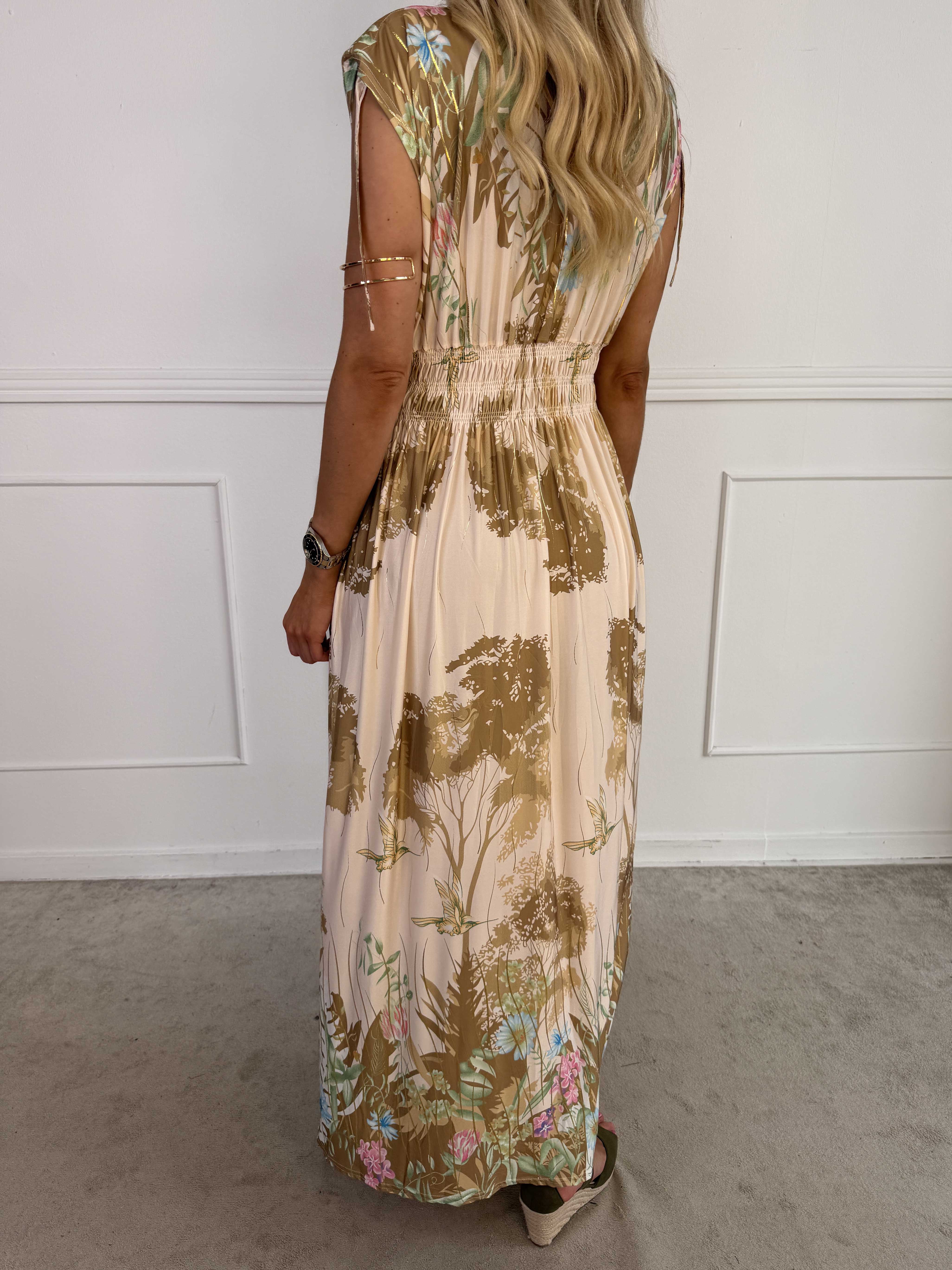 Pams Hummingbird Sleeveless - Elastisk kjole med blomster og fugle motiver