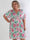 Pams Rose Short - Plus size kjole med blomstermotiver og guld blade