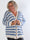 Parker - Stribet plus size strikcardigan med store guld knapper