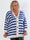 Parker - Stribet plus size strikcardigan med store guld knapper