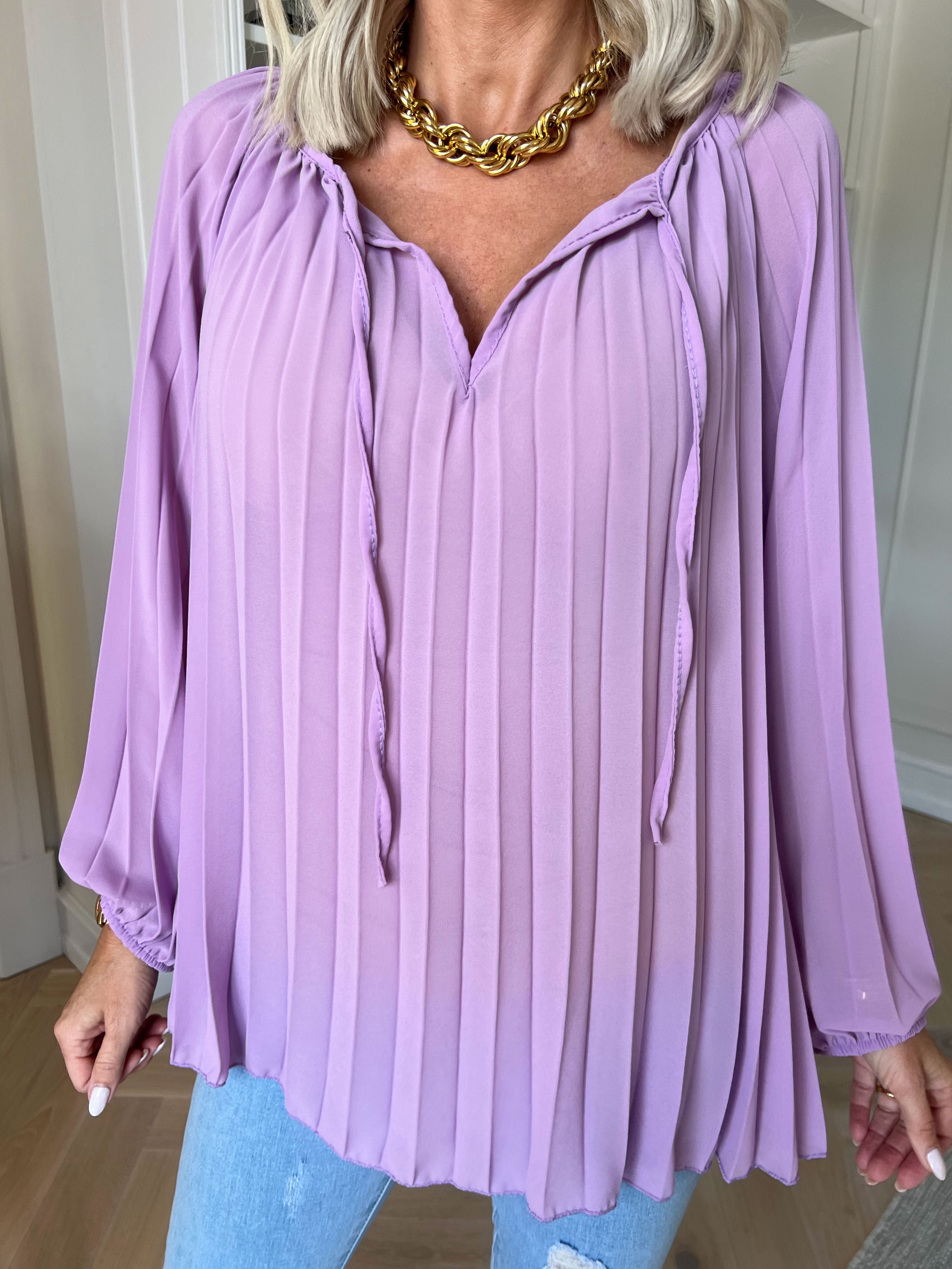 Philippa Shirt - Sød plisseret tunika i semi-transparent chiffon