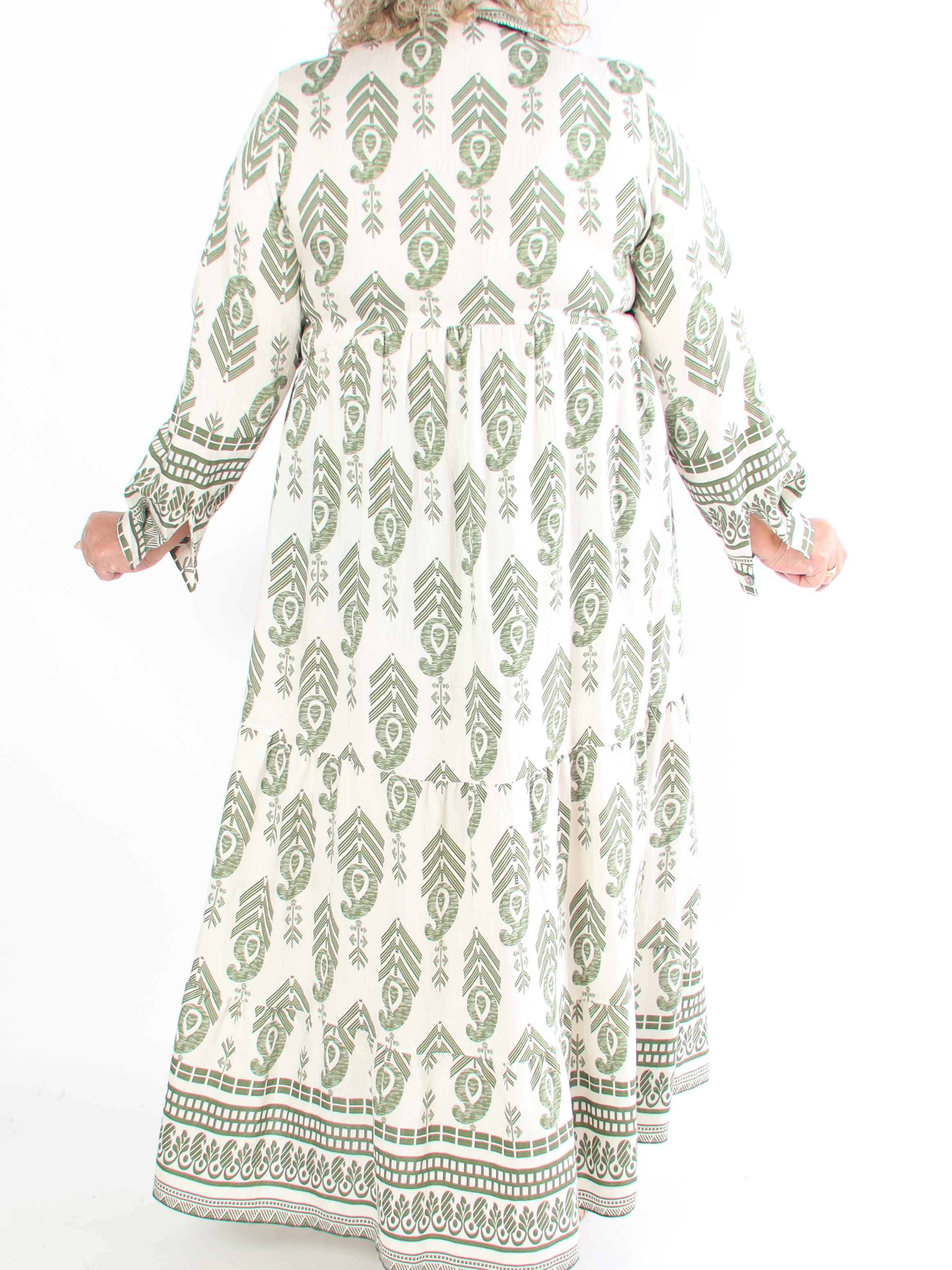 Raina - Lang mønstret plus size kjole i viskose